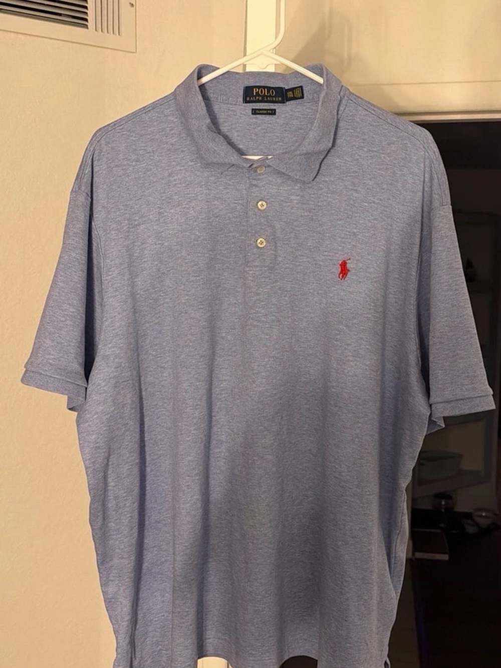 Polo by Ralph Lauren Light Heather Blue Polo with Red Pony